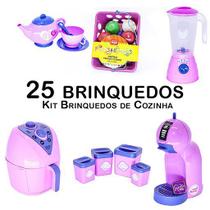 Cozinha Infantil Eletro Air Fryer Bule Xícara Mercado 25pç