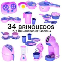 Cozinha Infantil Eletro Jogo de Panela Copo Jarra Prato 34pç Cozinha Infantil Eletro Jogo de Panela Copo Jarra Prato 34pç