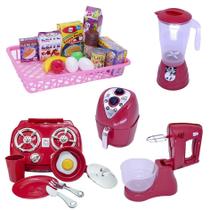 Cozinha Infantil Eletro Menino Vermelho Mercado Fogão 23Pç Cozinha Infantil Eletro Menino Vermelho Mercado Fogão 23Pç