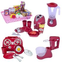 Cozinha Infantil Eletro Menino Vermelho Mercado Jantar 23pç