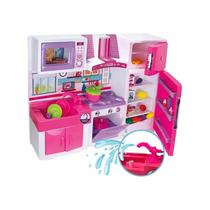 Cozinha Infantil Fogão Geladeira Pia Micro-ondas e Armário