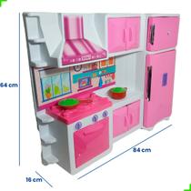 Cozinha Infantil Grande Brinquedo Rosa Menina Com Fogao