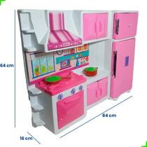 Cozinha Infantil Grande Brinquedo Rosa Menina Com Fogao - SHOPBR