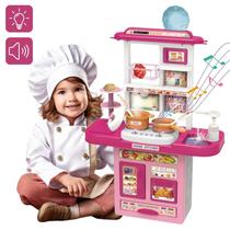 Cozinha Infantil Kit Brinquedo Completo com Acessórios Sai Água e Som