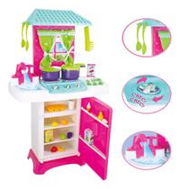 Cozinha Infantil Menina Completa Fogão Grande 74Cm Geladeira