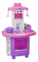 Cozinha Infantil Menina Completa Pia Fogão Forno Sai Água Cor Rosa Pais & Filhos