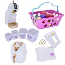 Cozinha Infantil Menina Kit Air Fryer Cafeteira Mercado 20pç