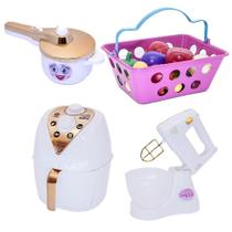 Cozinha Infantil Menina Kit Brinquedo Air Fryer 16 Peças