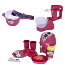 Cozinha Infantil Menino Air Fryer Vermelho Brinquedo 14pç