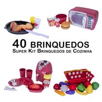 Cozinha Infantil Menino Microondas Air Fryer Cesta Fruta 40p