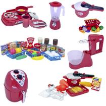 Cozinha Infantil Menino Vermelho Mercado Eletro Fruta 63pç Cozinha Infantil Menino Vermelho Mercado Eletro Fruta 63pç