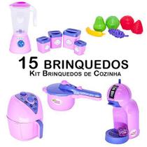 Cozinha Infantil Potes Cafeteira Liquidificador Fruta 15pç