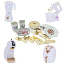 Cozinha Infantil Princesa Menina Branco Cafeteira Prato 17Pç Cozinha Infantil Princesa Menina Branco Cafeteira Prato 17Pç