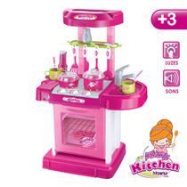 Cozinha Infantil Princess Completa Com Acessórios Coloridos Efeitos de Luz e Som Rosa Replay Kids
