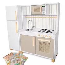 Cozinha Infantil Retro com Geladeira Kit Livro Educativo Cozinha Infantil Retro com Geladeira Kit Livro Educativo