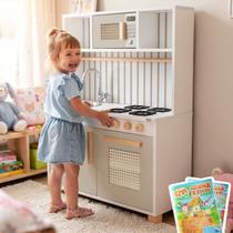 Cozinha Infantil Retro com Pia Fogão e Microondas Kit Livro Educativo Cozinha Infantil Retro com Pia Fogão e Microondas Kit Livro Educativo