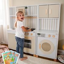 Cozinha Infantil Retro e Máquina de Lavar Infantil Kit Livro Educativo