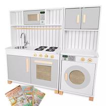 Cozinha Infantil Retro e Máquina de Lavar Infantil Kit Livro Educativo