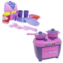 Cozinha Infantil Rosa Brinquedo Fogão Air Fryer Jantar 17Pç