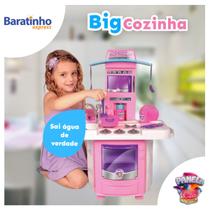 Cozinha Infantil Rosa Completa C/ Pia Fogão Forno e Sai Água - Big Star