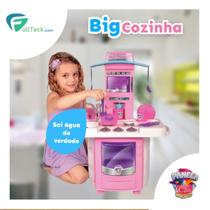 Cozinha Infantil Rosa Completa C/ Pia Fogão Forno e Sai Água