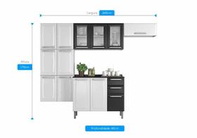 Cozinha Itatiaia Luce - 4 Peças 3 Vidros Branca e Preta