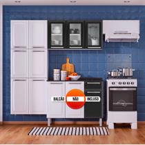 Cozinha Itatiaia Luce Compacta 3 Pecas 3 Vidros Branco/Preto Paneleiro Armario Aereo