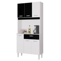 Cozinha Kit Cassia 6 Portas Branco Preto - Poquema Cozinha Kit Cassia 6 Portas Branco Preto - Poquema
