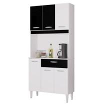 Cozinha Kit Cassia 6 Portas Branco Preto - Poquema Cozinha Kit Cassia 6 Portas Branco Preto - Poquema