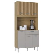 Cozinha Kit Cassia 6 Portas e 1 Gaveta Damasco Ripado Off White- Poquema Cozinha Kit Cassia 6 Portas e 1 Gaveta Damasco Ripado Off White- Poquema