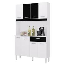 Cozinha Kit Cassia 8 Portas Branco Preto - Poquema Cozinha Kit Cassia 8 Portas Branco Preto - Poquema
