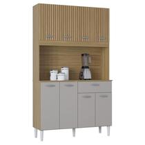 Cozinha Kit Cassia 8 Portas Damasco Ripado Off White- Poquema Cozinha Kit Cassia 8 Portas Damasco Ripado Off White- Poquema