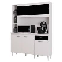 Cozinha Kit Duda 140 cm Branco Preto - Poquema - Poquema Industria