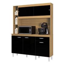 Cozinha Kit Duda 140 Cm Damasco Preto - Poquema Cozinha Kit Duda 140 Cm Damasco Preto - Poquema