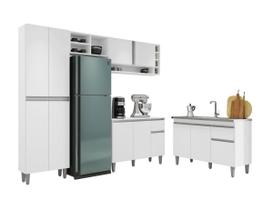 Cozinha Kit Vanessa Com Balcão Para Pia Tatiane De 120 cm Sem Tampo Branco - AJL Cozinha Kit Vanessa Com Balcão Para Pia Tatiane De 120 cm Sem Tampo Branco - AJL