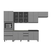 Cozinha Lótus Modulada Completa Sem Tampo 6 Peças Cinza - Bela Móveis