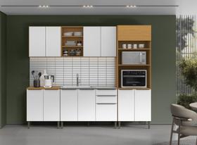 Cozinha Luana 260cm com Nicho Para Forno/microondas - Cinmamomo/Branco Aramóveis