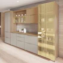 Cozinha Marquesa 6 Peças 9 Portas Cristaleira Reflecta 100% MDF Bege/Nature Greige Cozinha Marquesa 6 Peças 9 Portas Cristaleira Reflecta 100% MDF Bege/Nature Greige