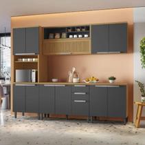 Cozinha MDF 2,70 com Balcão Itatiaia New Porto 5 Peças Grafito