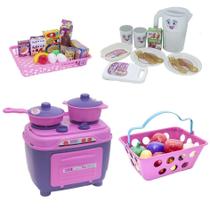 Cozinha Menina Brinquedo Fogão Mercado Jogo Jantar Kit 41Pç