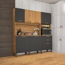 Cozinha Minimalista 07 Portas Gold Freijó e Grafite