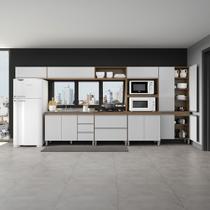 Cozinha Moderna Planejada Modulada Sabrina 440 Cm 7 Peças MDP Branco MENU