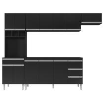 Cozinha Modulada 04 Peças Com Balcão 160Cm Preto Cozinha Modulada 04 Peças Com Balcão 160Cm Preto
