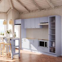 Cozinha Modulada 10 Pçs sem Tampo com Cristaleira e Ilha Marselha Cabecasa Madeiraoriginals Azul Sereno Cozinha Modulada 10 Pçs sem Tampo com Cristaleira e Ilha Marselha Cabecasa Madeiraoriginals Azul Sereno