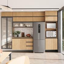 Cozinha Modulada 10 Peças 7 Aéreos 1 Balcão 1 Torre 1 Cristaleira Nara CabeCasa MadeiraOriginals Marrom/Avena