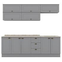 Cozinha Modulada 11 Pecas 240 cm CE381 Americana Cinza Calcare Henn Cozinha Modulada 11 Pecas 240 cm CE381 Americana Cinza Calcare Henn