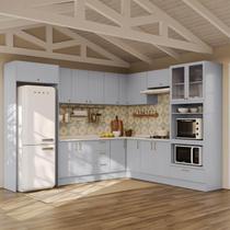 Cozinha Modulada 12 Peças com Tampo e Cristaleira e Kit Lat Marselha CabeCasa MadeiraOriginals Azul Sereno
