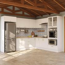 Cozinha Modulada 12 Peças com Tampo e Cristaleira e Kit Lat Marselha CabeCasa MadeiraOriginals Branco Cozinha Modulada 12 Peças com Tampo e Cristaleira e Kit Lat Marselha CabeCasa MadeiraOriginals Branco