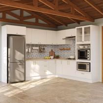 Cozinha Modulada 12 Peças com Tampo e Cristaleira e Kit Lat Marselha CabeCasa MadeiraOriginals Branco Cozinha Modulada 12 Peças com Tampo e Cristaleira e Kit Lat Marselha CabeCasa MadeiraOriginals Branco
