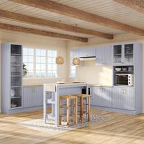 Cozinha Modulada 12 Peças sem Tampo com Cristaleira e Ilha Marselha CabeCasa MadeiraOriginals Azul/Sereno Cozinha Modulada 12 Peças sem Tampo com Cristaleira e Ilha Marselha CabeCasa MadeiraOriginals Azul/Sereno